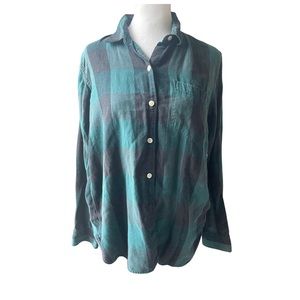 Women’s Size Medium Long Sleeve Green And Blue Plaid By The Gap